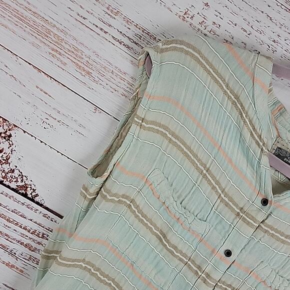 prAna Mint Plaid Button Front Buenos Dias T-Shirt Knee Length Dress Size Small - Picture 11 of 14